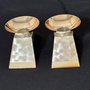 WMF IKORA Vintage EP Brass over Brushed Silver Candlestick Holders From Germany